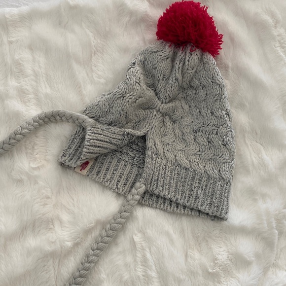 The North Face Gray Knit Beanie Tassels & Pom-Pom - Picture 3 of 6